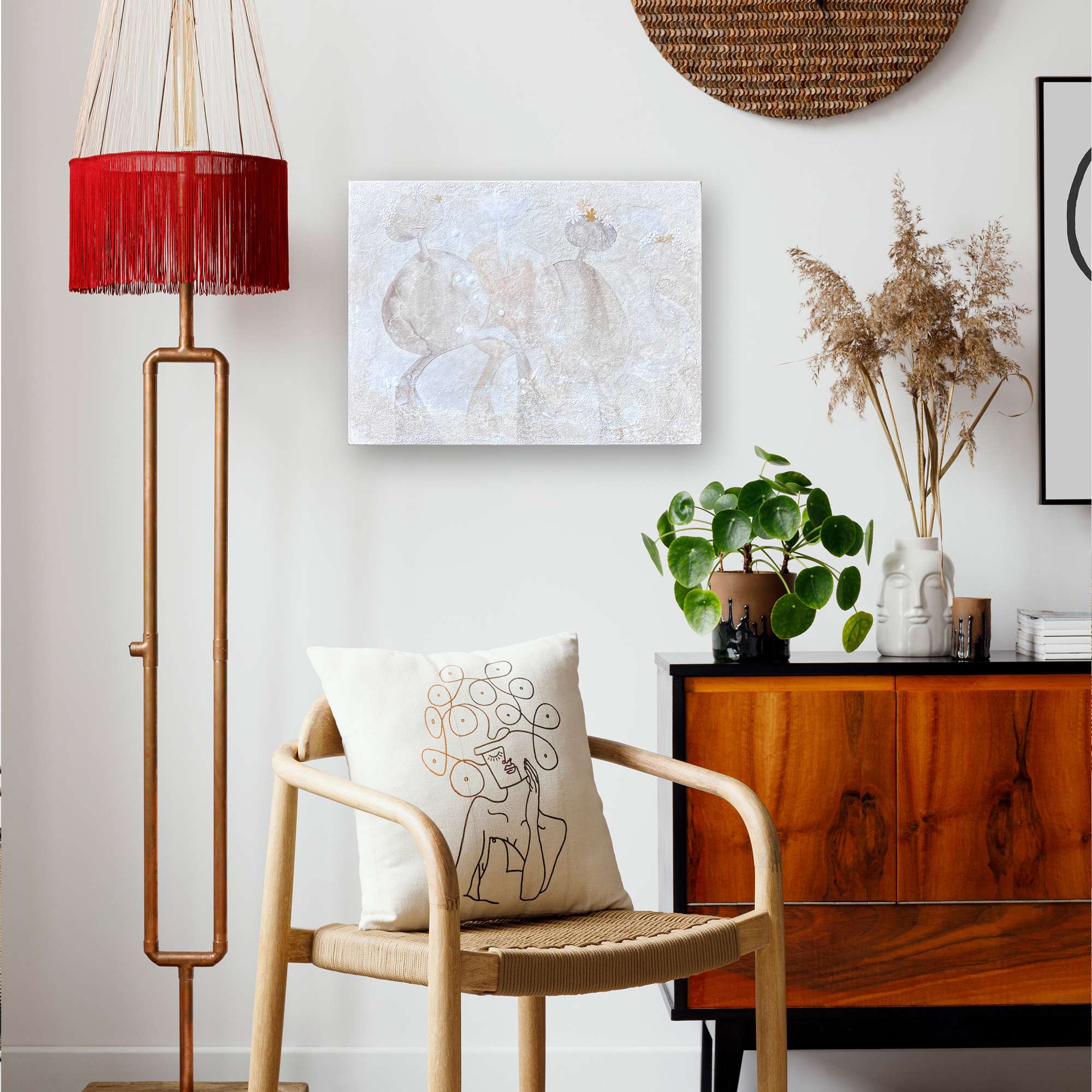Colorado Artist Robin Arthur's Abstract Family of Four Minimalist Painting Titled "Fresco"