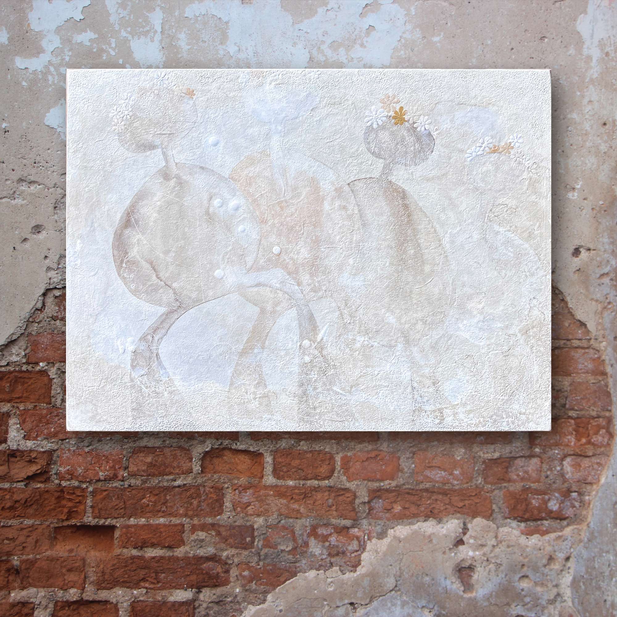 Colorado Artist Robin Arthur's Abstract Family of Four Minimalist Painting Titled "Fresco"