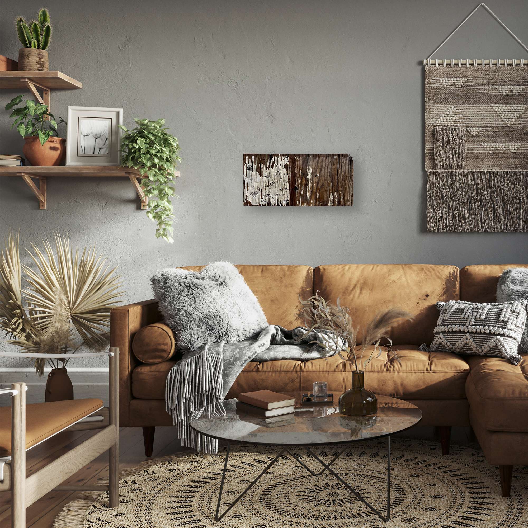 Colorado Artist Robin Arthur Timber and Bone In Room, Reclaimed wood aspen art collection